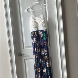 Simply Couture Cream Top Lace Dress with multi color on bottom